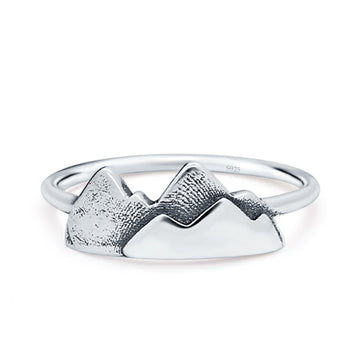 Minimalist Trendy Snow Mountains Fashion Band Solid 925 Sterling Silver Thumb Ring